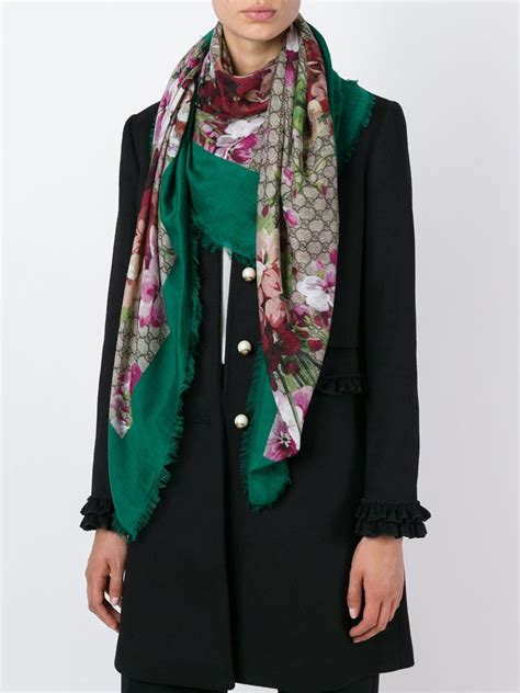 gucci floral blue and green vlooms scarf|gucci scarf buy online.